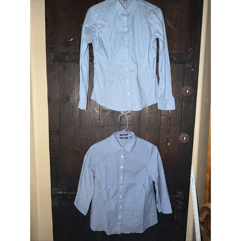 Eddie Bauer Long & 3/4 Sleeve Button Up Blue Collared Womens Size S Lot Of 2 I